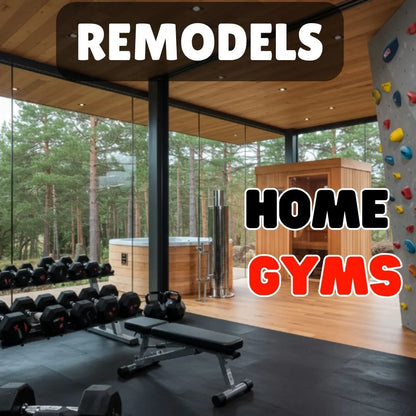 Focused Home Gym featuring modern equipment, weight benches, and a climbing wall in a sleek, glass-walled space.