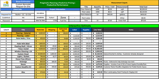 Ultimate Home Remodel Estimator Spreadsheet | Live 1 - on - 1 Onboarding & Setup - Healthy Homes Atlanta